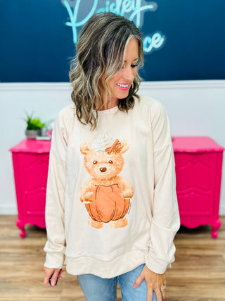 Teddy Pumpkin Spice On Microfleece Sweatshirt - FINAL SALE