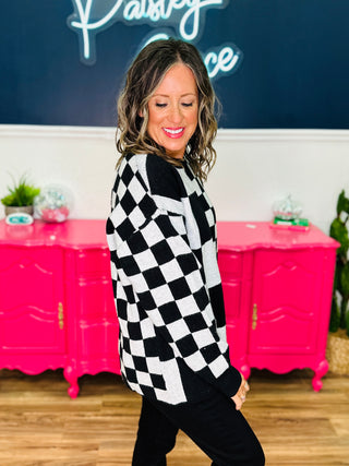 Gabby Long Sleeve Checkered Sweater