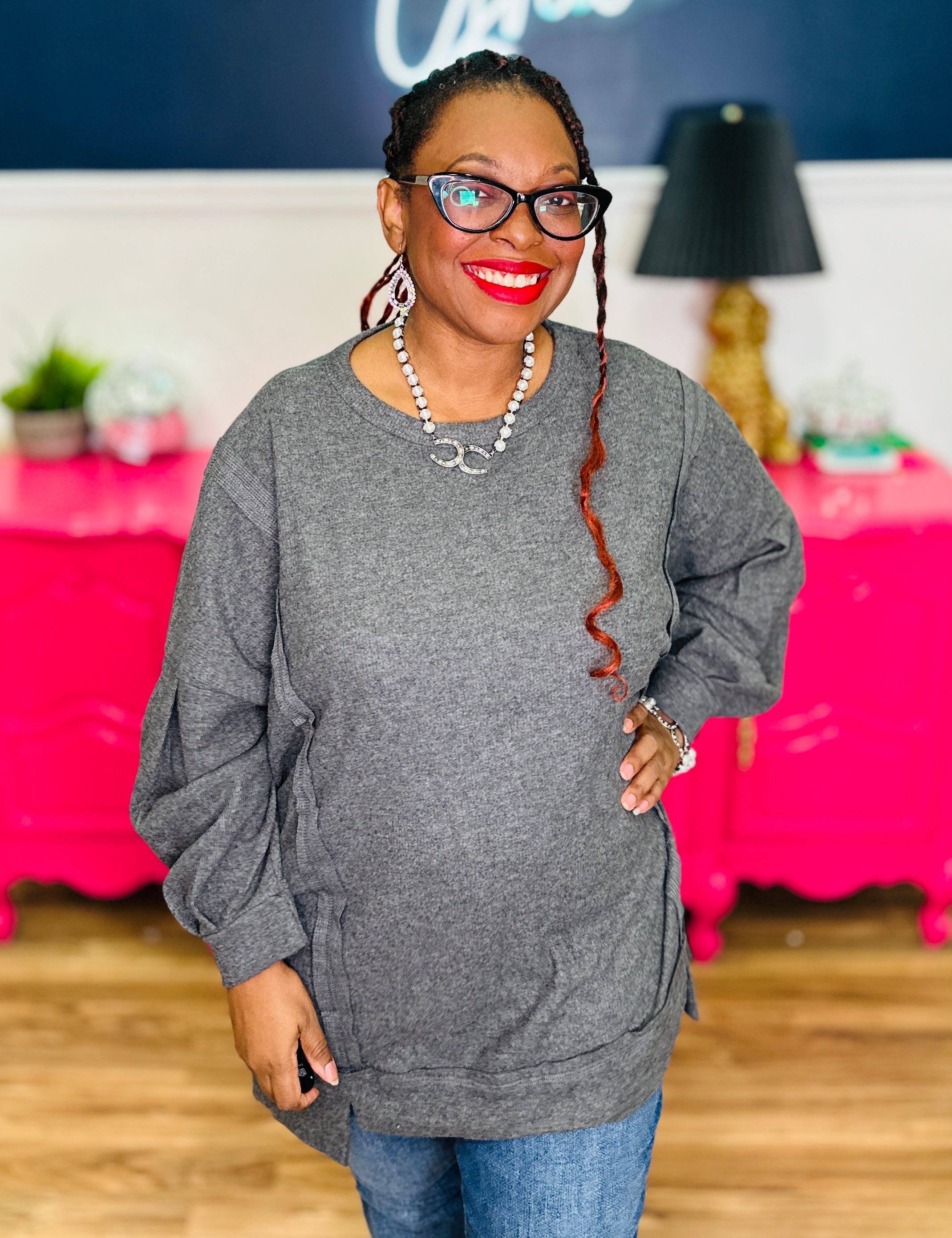 Long Sleeve Top - H Charcoal - LAST ONES FINAL SALE