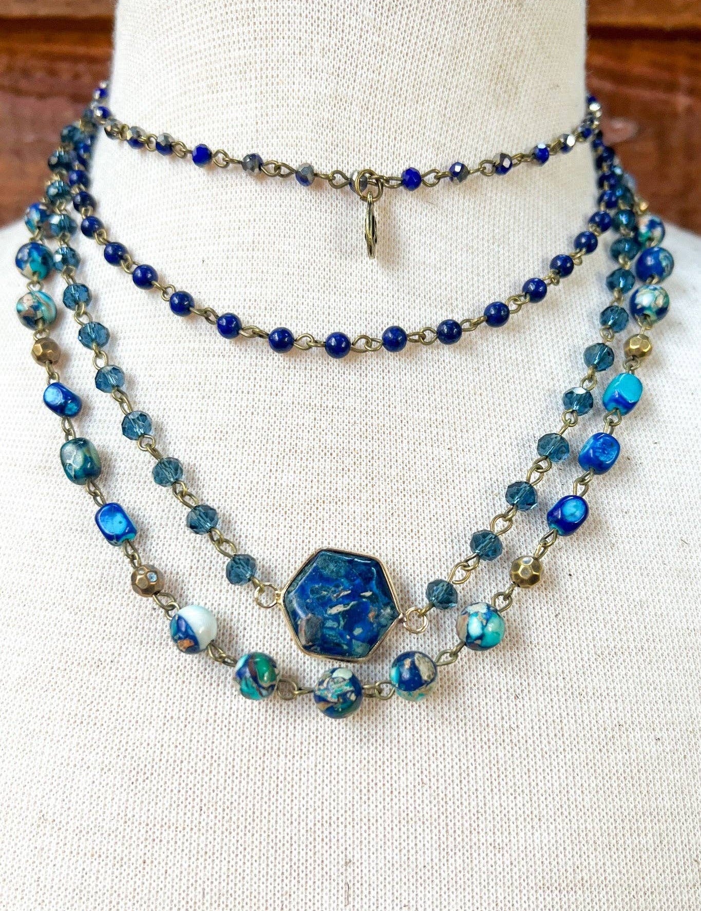 Janet Layered Multi-Wear Necklace - Blue