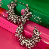 Silver Spiral & Crystal Hinge Hoop