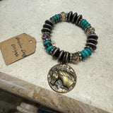 Authentic Turquoise Rondelle Bead Horse Bracelet - CIJ 85
