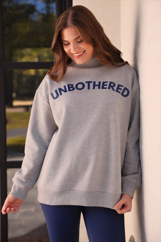 Unbothered Mock Neck Pullover - Grey