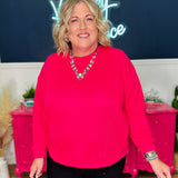 Vanna Hot Pink Sweater With Front Pockets - LAST ONES FINAL SALE