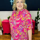Dear Scarlett Lizzy Breeze Top - Hot Pink Paisley - FINAL SALE