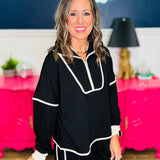 French Terry Pullover Top - Black - FINAL SALE