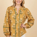Floral Print Lace Trim Blouse - PREORDER