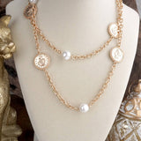 Lola Coin & Pearl Station Necklace