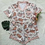 PJ Set - Button Down Short Sleeve Shorts Gingerbread - Preorder