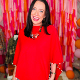 The Peyton Pearl Poncho - Red