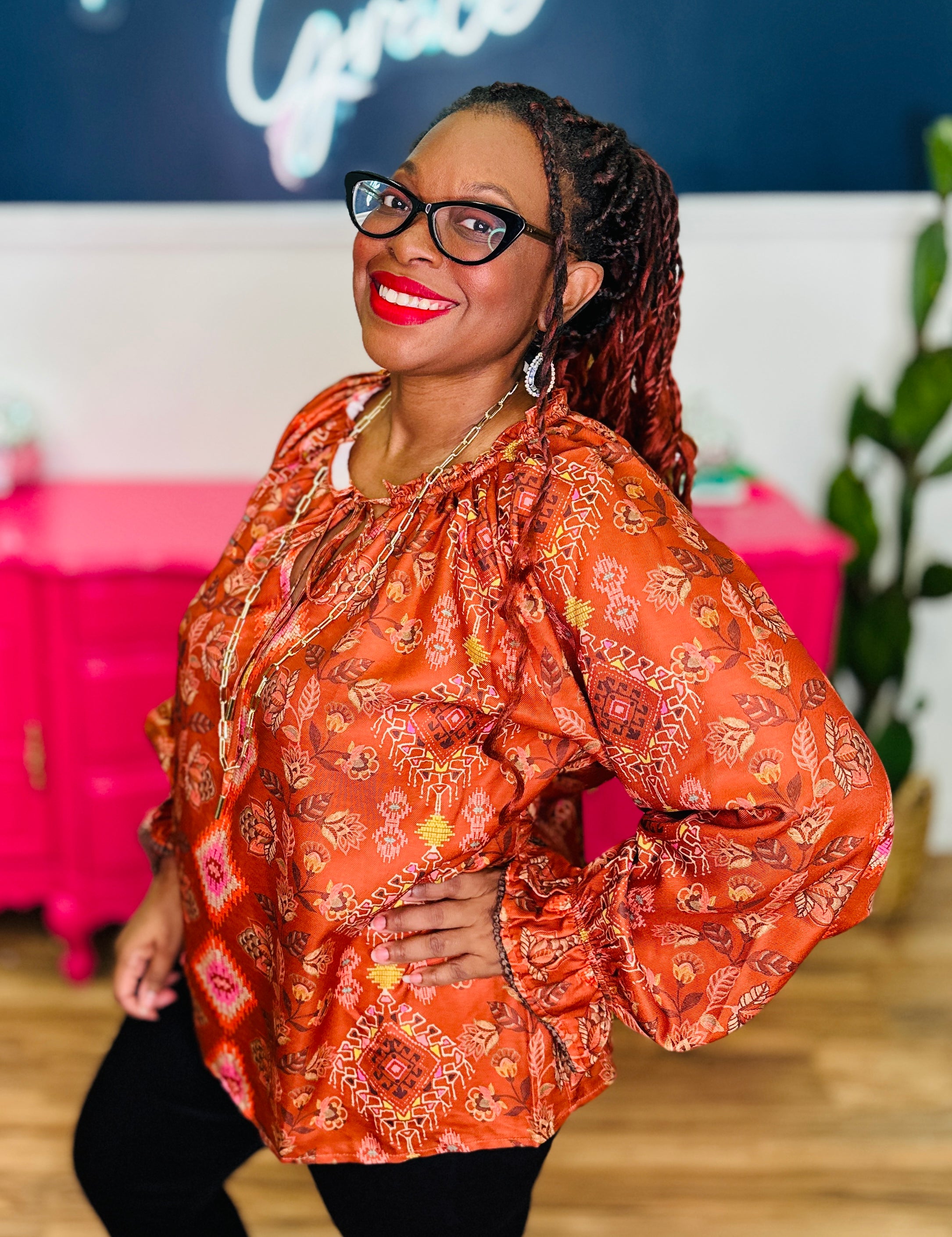 Printed Satin Twill Blouse - LAST ONES FINAL SALE