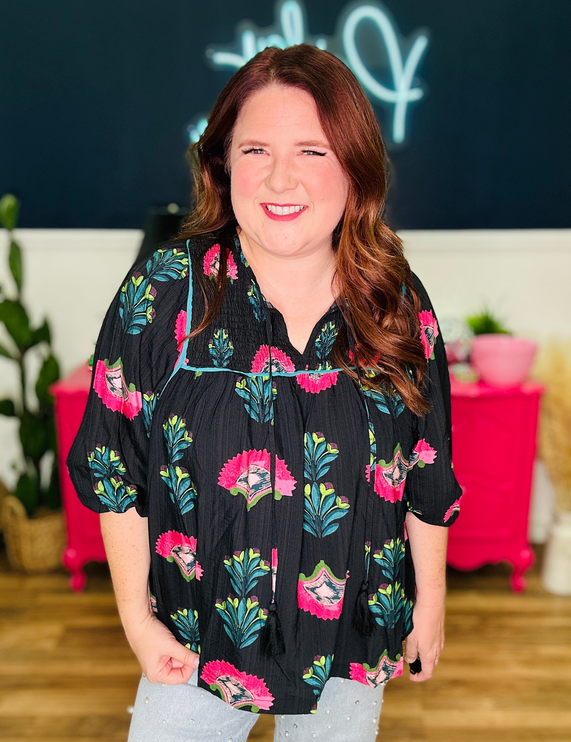 Smocked Boho Tassel Tunic Top - LAST ONES FINAL SALE