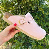 Juniper Suede Clog - Light Pink