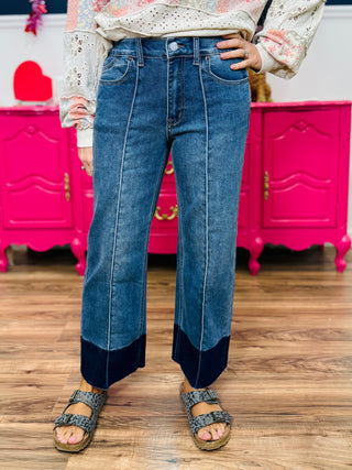 Winslow Contrast Bottom Hem Cropped Pants