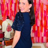Festive Forest on Princess Top -  Navy Blue  - PREORDER