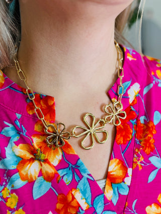 Jolie Triple Flower Necklace