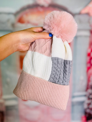 DB -  Colorblock Pom Pom Hat