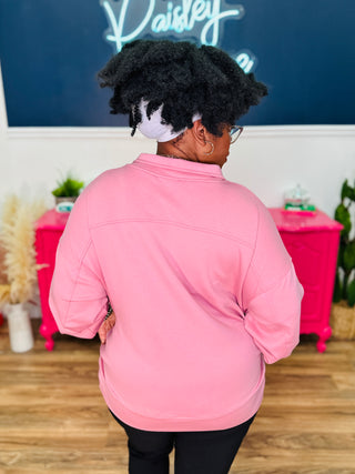 Annalise Scuba Half Zip Pullover - Lt Rose