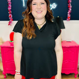The Nicole V-Neck Top - Black PREORDER
