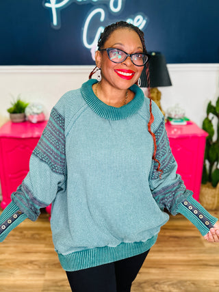 Washed Thermal Mock Neck Long Sleeve Top