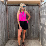 Brenna Black Tie-Waist Shorts