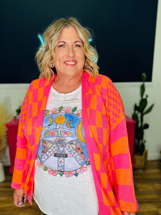 Light Weight Checkerboard Cardigan - FINAL SALE