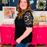 Woven Wonder Crochet Top - Black