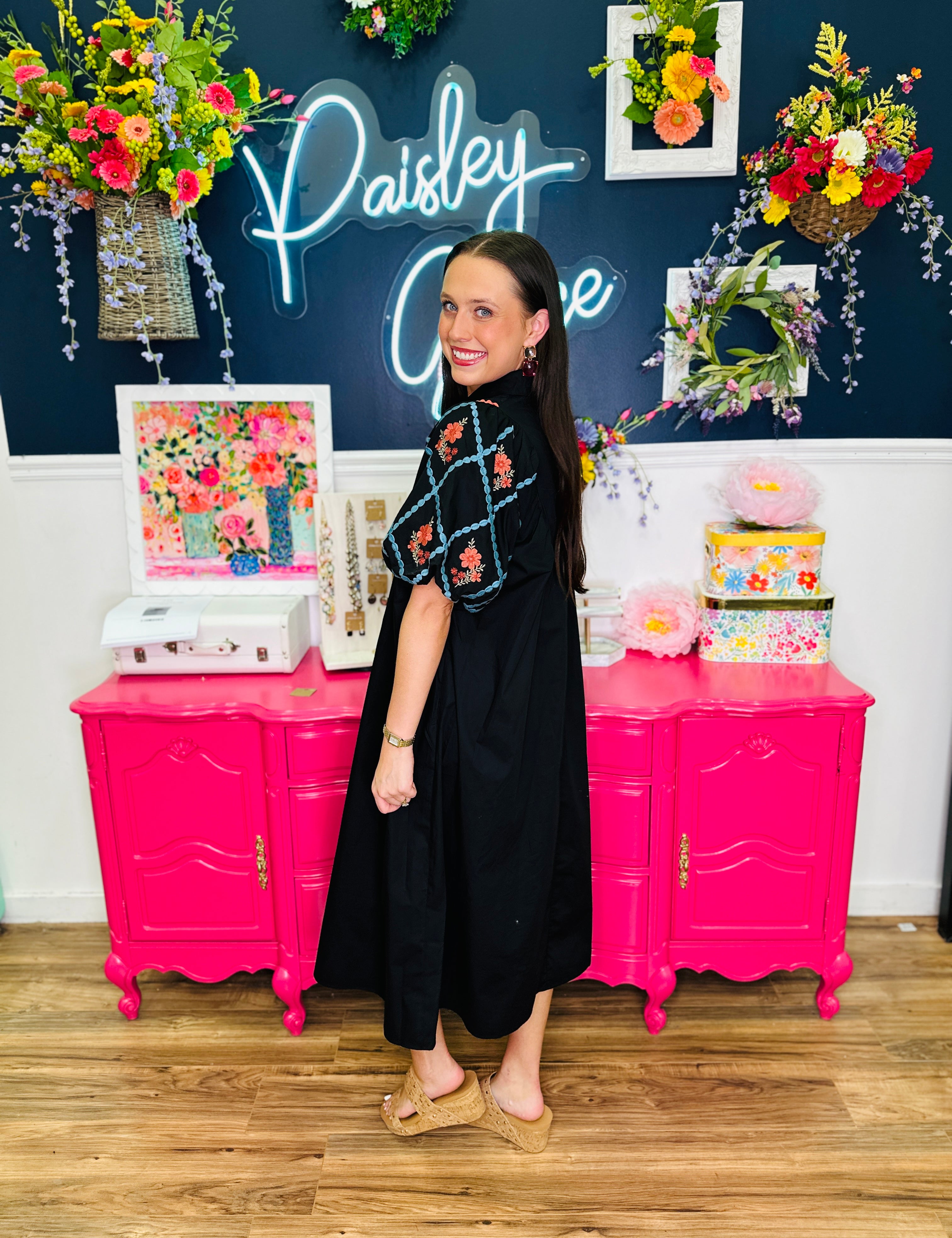 Midnight Meadow Midi Dress