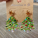 Sparkly Green Tree Earrings - PREORDER
