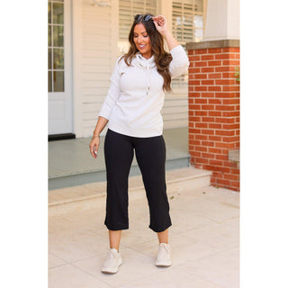 Julia Rose The Gabriella black high-waisted gaucho pants, Women wearing black gaucho pants high waisted