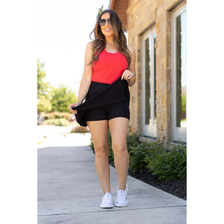 Julia Rose The Brielle black skort, Women wearing black skort with built-in shorts
