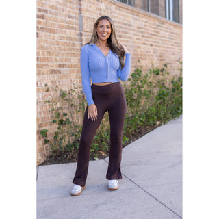 Julia Rose brown flare leggings high-waisted and buttery sof
