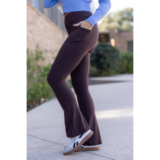 Julia Rose brown flare leggings high-waisted and buttery sof
