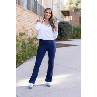 â€œJulia Rose Navy Flare Lounge Pants with pockets and soft stretch fabric