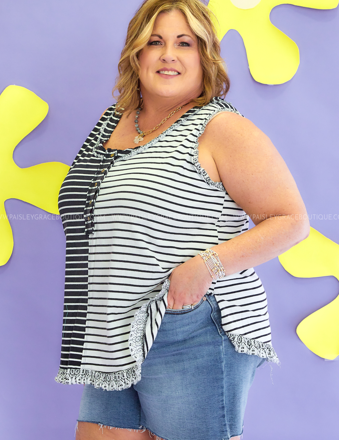 Color Blocked Striped Knit Tank Top* FINAL SALE *