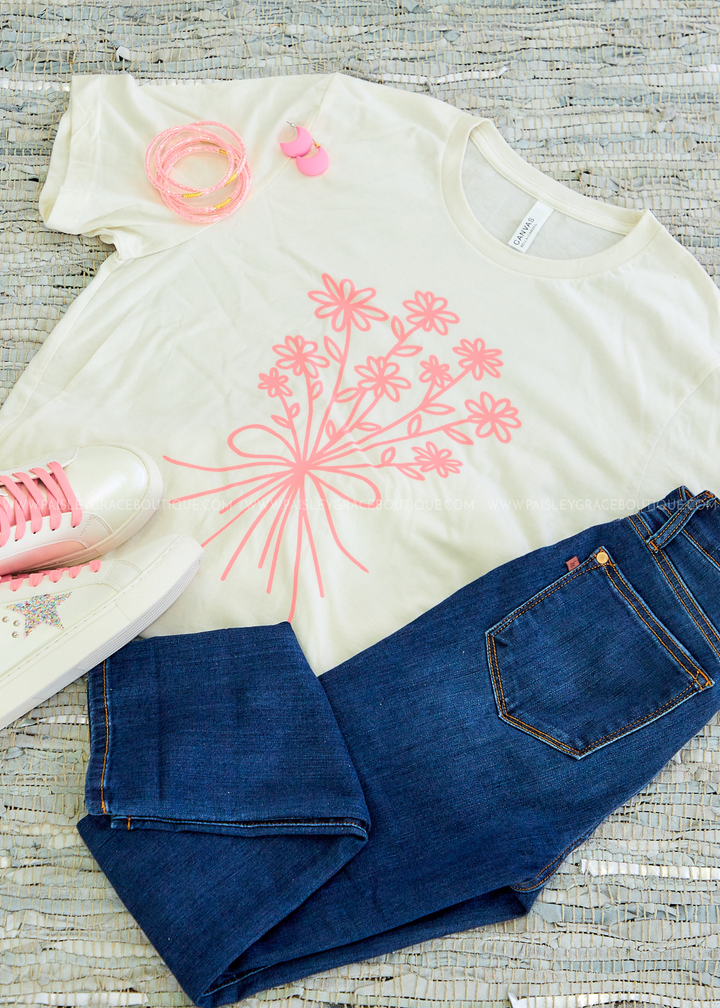 Pink Flower Bouquet Graphic Tee - DEAL OF THE DAY