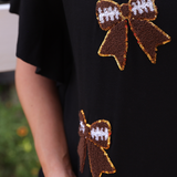 PREORDER- Sideline Sparkle Ruffle Top- Black