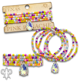 Multi-Color Bead Bracelet with Rhinestone Teardrop Charm