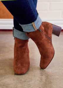 Margo Ankle Booties by Corkys - Chestnut Suede - FINAL SALE