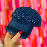 Bejeweled Bling Glitz Cap - Navy