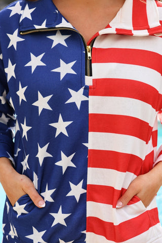 PREORDER- Stars and Stripes Quarter Zip Pullover