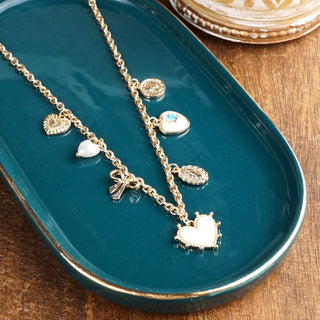 Keepsake Hearts – Multi-Charm Heart Necklace in Gold Tone