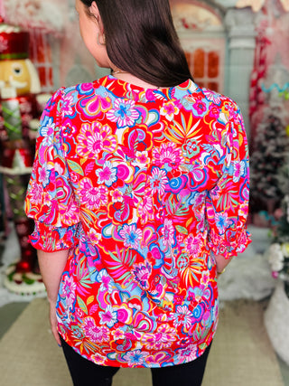 Dear Scarlett Lizzy Smocked Top - Red