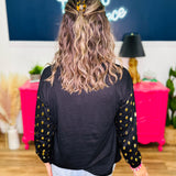 Boo Black Contrast Sleeve Top - LAST ONES FINAL SALE