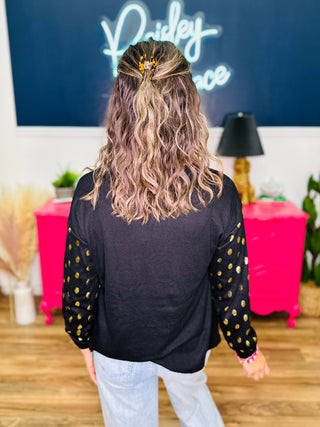 Boo Black Contrast Sleeve Top