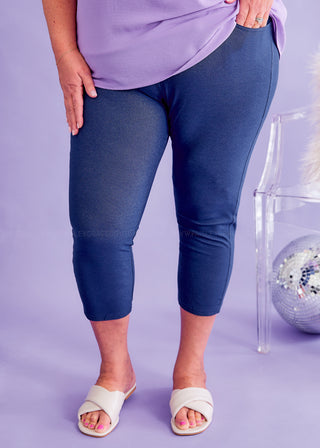 Araceli Stretch Capri Jeggings - Denim Blue - FINAL SALE