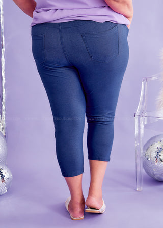 Araceli Stretch Capri Jeggings - Denim Blue - FINAL SALE