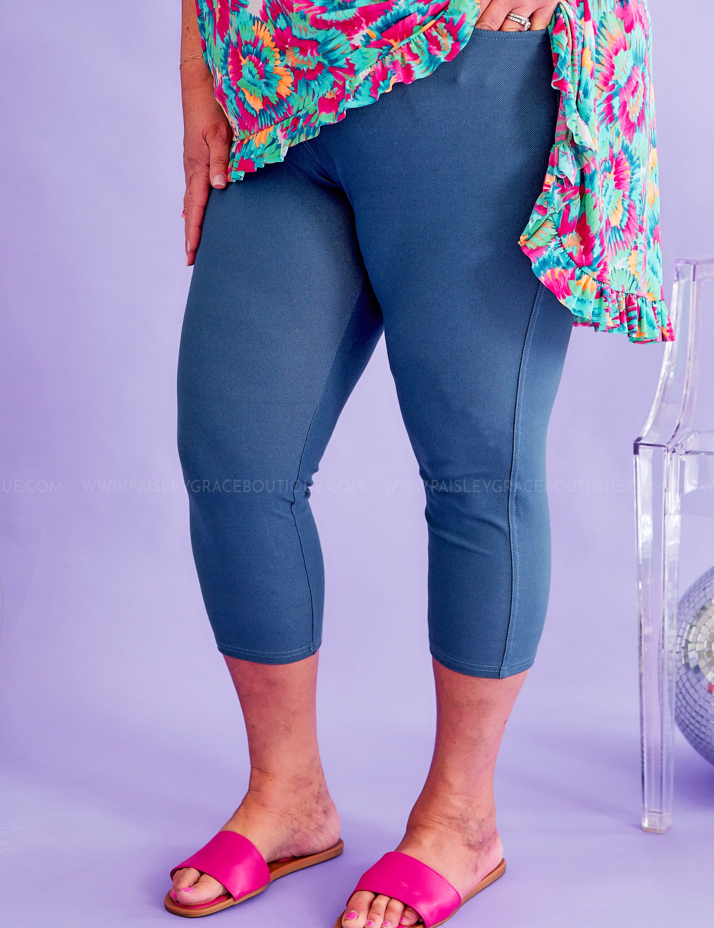 Araceli Stretch Capri Jeggings - Teal* LAST ONES FINAL SALE *