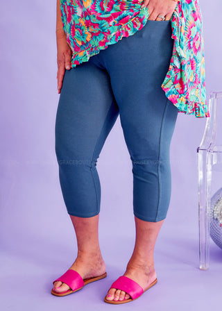 Araceli Stretch Capri Jeggings - Teal - FINAL SALE