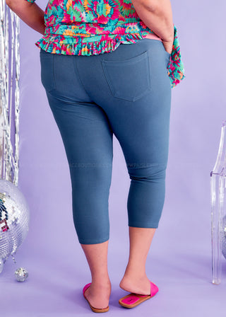 Araceli Stretch Capri Jeggings - Teal - FINAL SALE